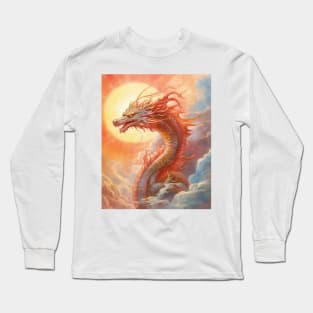 Chinese Dragon Flying Sunrise Long Sleeve T-Shirt